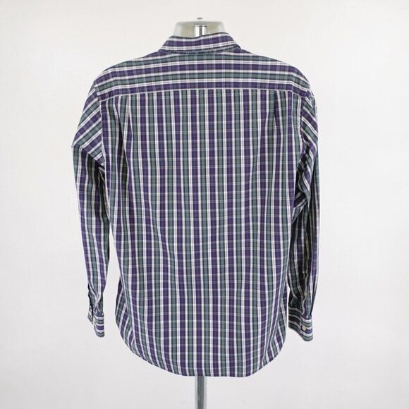 J. Crew Haberdashery Green Blue Red Plaid Large 80s Two Ply Collared Dress Shirt - Picture 7 of 11